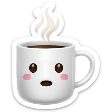 White ceramic coffee mug filled with hot coffee, no face or emoji sticker