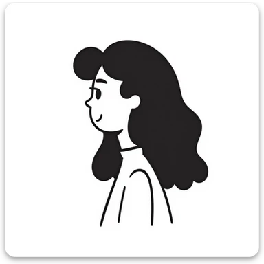 Simple sketch of a woman with flowing hair sticker