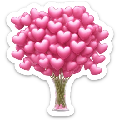 10000000 huge pink hearts on stems in a clear glass vase sticker
