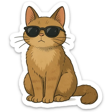 ghibli style cat wearing sunglasses sticker