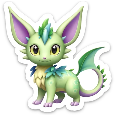 Shiny Exotic Cute Adorable Majestic Ethereal Sparkly Flygon-Espeon-Meganium-Shaymin-Hybrid-Creature with pattern-markings sticker