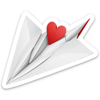 paper airplane with classic heart sticker