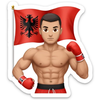 Albanian kick-boxer with flag sticker