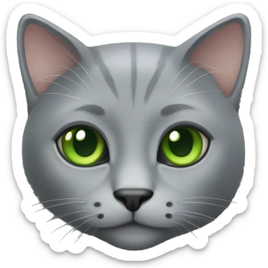 solid gray cat with green eyes sticker