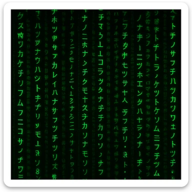 matrix digital rain, green Japanese katakana characters, black background, cyberpunk style sticker