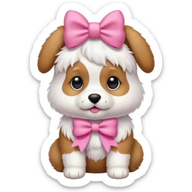 A Puppy with a pink bow on it sticker