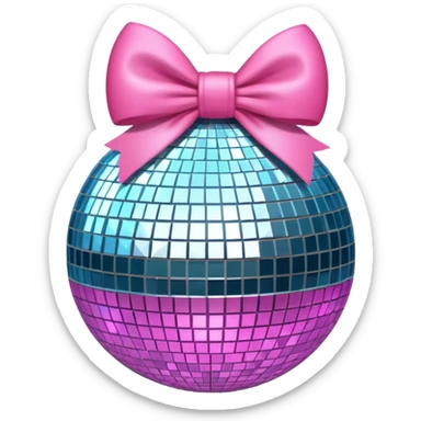 disco ball with pink bow sticker