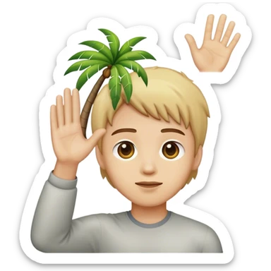 Neutral face with palm held up sticker