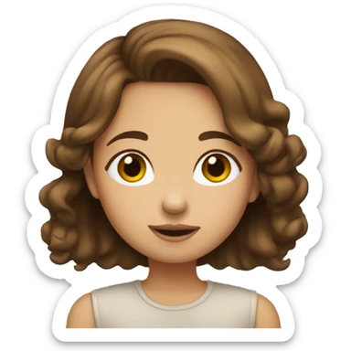 girl with brown  hair sending a kiss sticker