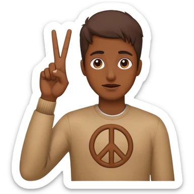 face holding up a peace sign with embarrassment  sticker