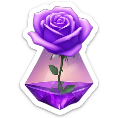 Purple digital rose in shiny glass octahedron sticker