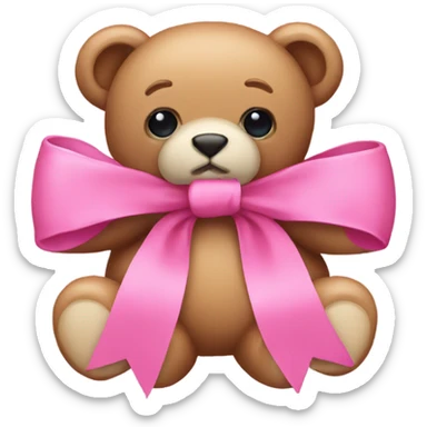 pink bow + teddy bear sticker