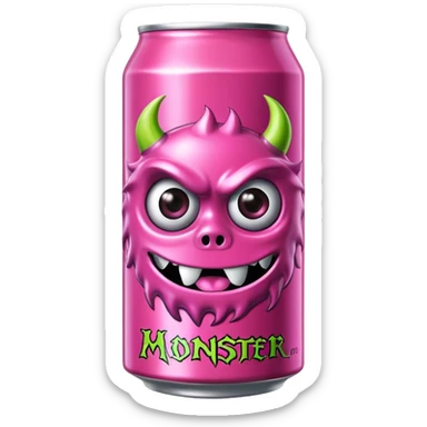 Pink monster energy drink with the logo of original monster company energy drink do not add the face in it just normal monster can  sticker