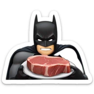 Batman eating a beef steak sticker