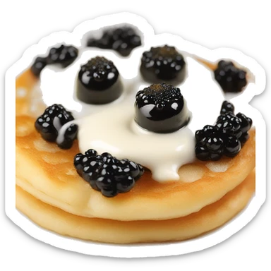 Caviar on blinis with creme fresh sticker