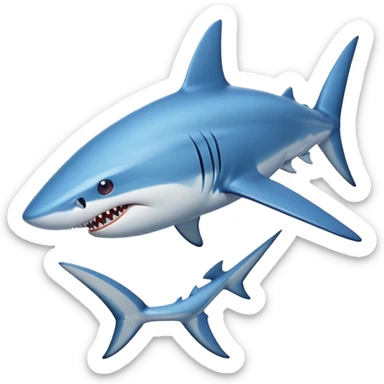 blue shark with sharp teeth sticker