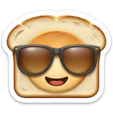 a slice of bread with sunglasses sticker