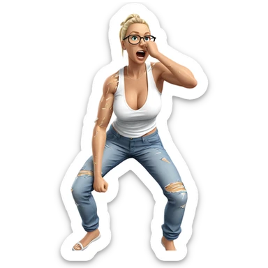 blonde girl in torn outfit sticker