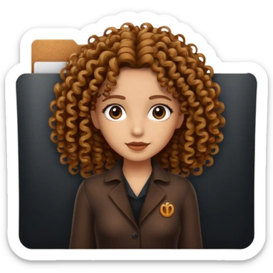 black transparent folder with a canela skin girl with curly hair logo  sticker