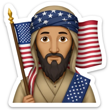 bin laden holding a us flag sticker
