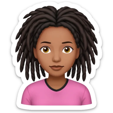 Woman brown skin with black locs pink shirt sticker