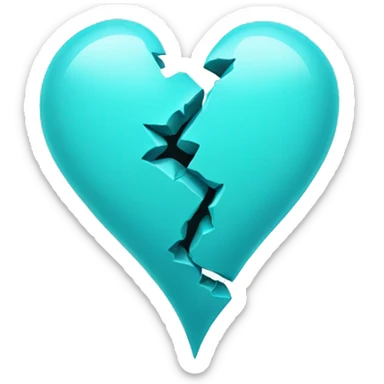 aqua blue broken hear sticker