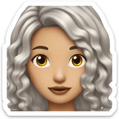 mujer joven piel morena clara con cabello ondulado sticker