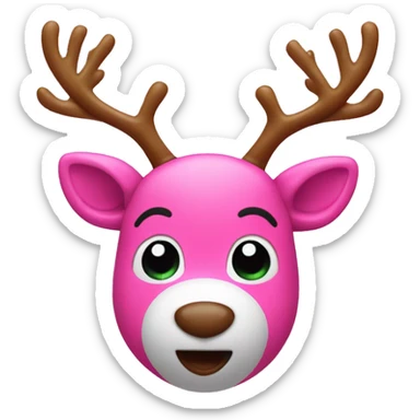 Pink Rudolph reindeer with lighted noise sticker
