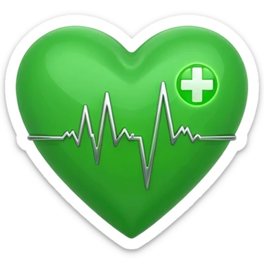 green heart with ECG heartbeat line sticker