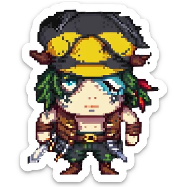 blue eyed pirate with a scar over one eye sticker