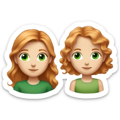 Strawberry blonde girl with green eyes and a boy with brown hair and green eyes sticker