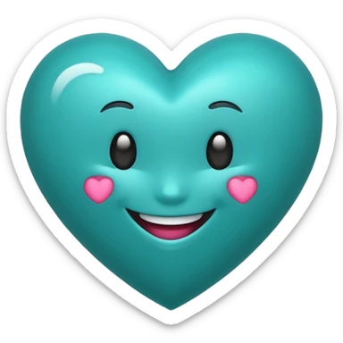 teal heart with smile sticker