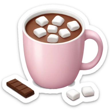 Light Pink mug of hot chocolate with marshmallows  sticker