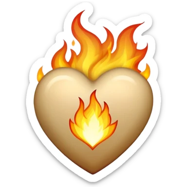 Beige heart with fire sticker