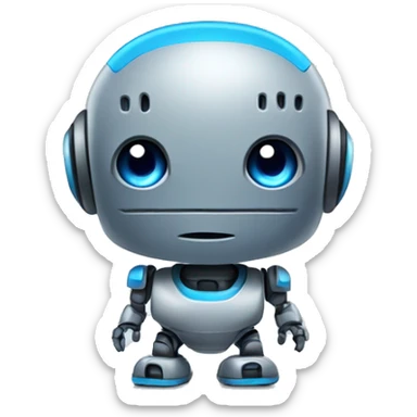 modren cute robot gray and blue looks like logo sticker