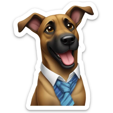 malinois qui danse avec une chemise et cravate  sticker