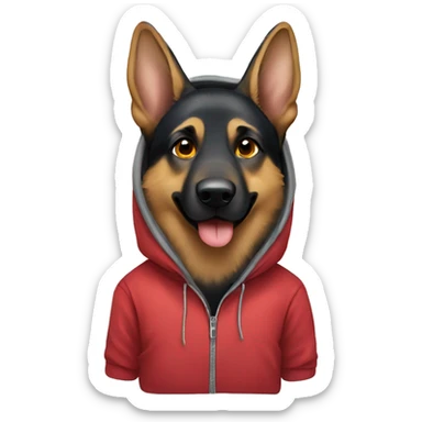 german shepherd wearing a hoodie sticker