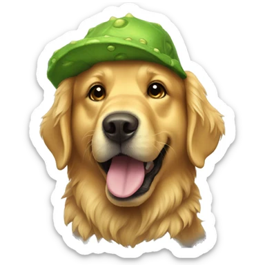 Golden retriever dressed in a dinosaur costume sticker