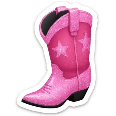 Sparkly pink cowboy boots sticker