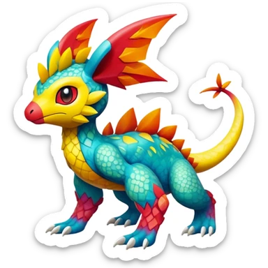 Colorful Exotic Pokémon-Fakémon-hybrid-creature (full body) sticker