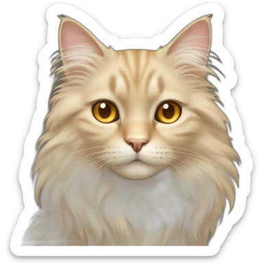 long beige fluffy fur cat with honey colored eyes sticker