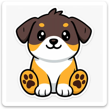Make the paw print dark brown in cartoonish stickers sticker
