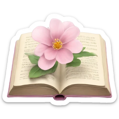 Realistic Open book with light pink flower inside sticker