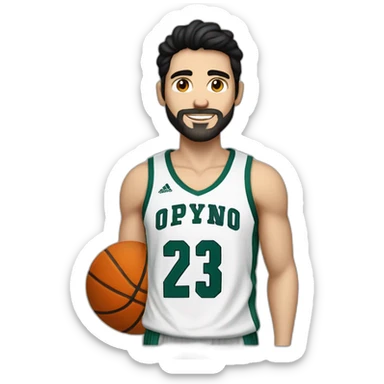 29 years old white skin man from spain with black hair, who loves apple and basketball sticker