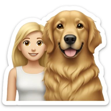golden retriever with brunette girl  sticker