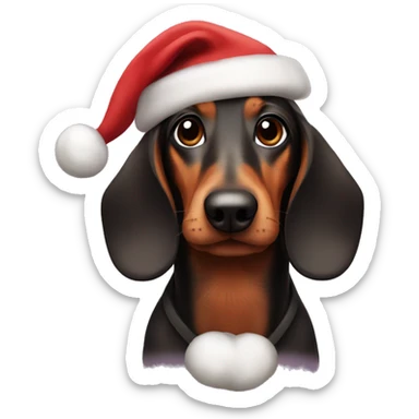 Daschund santa sticker