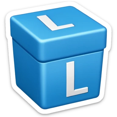 The letters L and R in a blue box 2D sticker