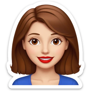 brownhaired woman with red lips in love sticker