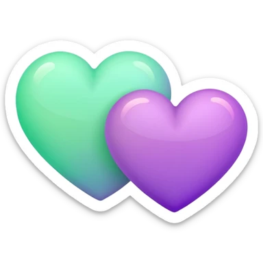 Two-hearts-coloured-light-pastel-shade green color and purple sticker