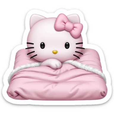 💖💖💖💖💖💖Hello kitty with light pink bow sleeping in a light pink bed sticker